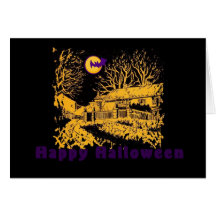 Tarjeta de Halloween de la casa encantada