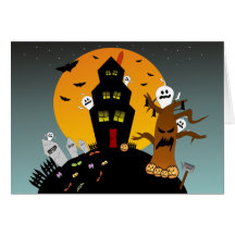 Tarjeta de Halloween de la casa encantada