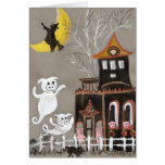 TARJETA de Halloween de la casa encantada de los f