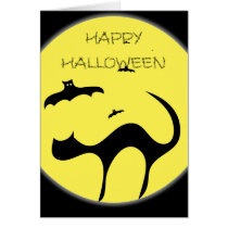 Tarjeta de Halloween de la luna del gato N tarjetas