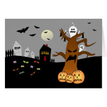 Tarjeta de Halloween del cementerio del RASGÓN