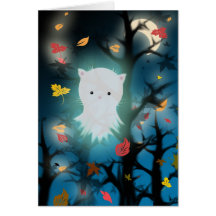 Tarjeta de Halloween del fantasma del gatito