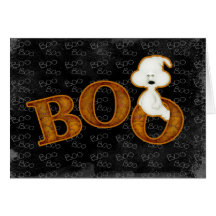Tarjeta de Halloween del fantasma y del abucheo