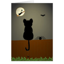 Tarjeta de Halloween del gato negro