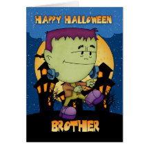 tarjeta de Halloween del hermano con el frankie qu