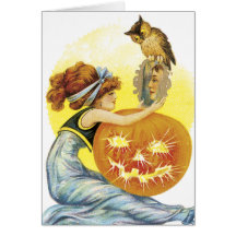 Tarjeta de Halloween del vintage