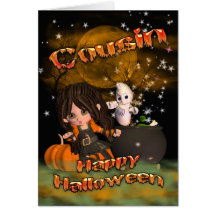 ¿tarjeta de Halloween para el primo, el truco o la