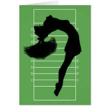 Tarjeta de la animadora del fútbol del día de padr