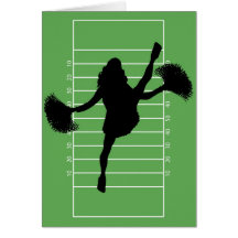 Tarjeta de la animadora del fútbol del día de padr
