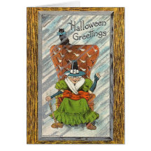 Tarjeta de la bruja de Halloween del vintage