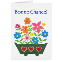 Tarjeta de la buena suerte, saludo francés - flowe