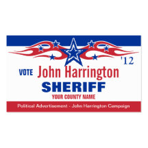 Tarjeta de la campaña política - sheriff tarjetas de visita