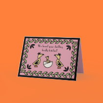 Tarjeta de la enhorabuena de la niña del anadón de tarjetas