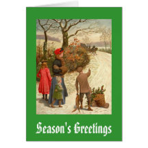 Tarjeta de la escena del invierno del vintage