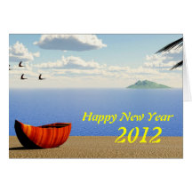 tarjeta de la Feliz Año Nuevo 2012 de la playa