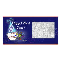Tarjeta de la foto - béisbol del Año Nuevo Tarjeta Personal