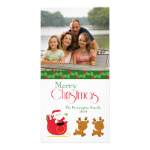 Tarjeta de la foto de familia del trineo de santa  tarjetas con fotos personalizadas