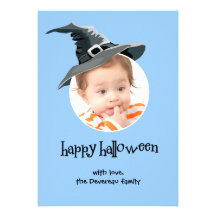 Tarjeta de la foto de Halloween del gorra de la br Comunicados
