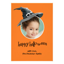 Tarjeta de la foto de Halloween del gorra de la br Invitacion Personal