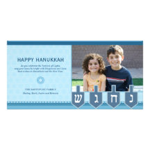 Tarjeta de la foto de Jánuca Dreidel Tarjeta Con Foto Personalizada