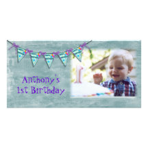 Tarjeta de la foto de la bandera del cumpleaños tarjeta fotográfica personalizada