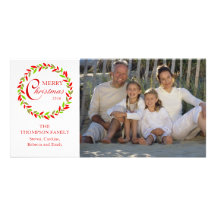 Tarjeta de la foto de la guirnalda del navidad plantilla para tarjeta de foto
