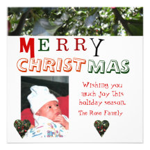 Tarjeta de la foto del acebo de las Felices Navida Invitación