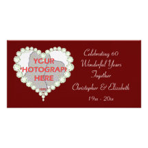Tarjeta de la foto del aniversario del diamante de tarjetas fotograficas personalizadas