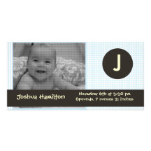 tarjeta de la foto del bebé del monograma tarjetas fotograficas personalizadas