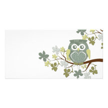 Tarjeta de la foto del búho del árbol de la polca tarjetas fotográficas 