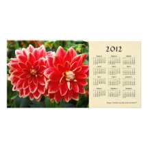 Tarjeta de la foto del calendario de la dalia 2012 tarjetas con fotos personalizadas