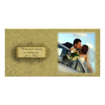 Tarjeta de la foto del damasco del oro tarjeta con foto personalizada