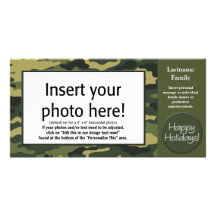 Tarjeta de la foto del día de fiesta - moreno Camo Tarjeta Con Foto Personalizada