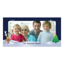 Tarjeta de la foto del navidad con Rudolph Tarjetas Personales Con Fotos