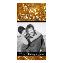 Tarjeta de la foto del navidad de la malla del oro tarjetas personales con fotos