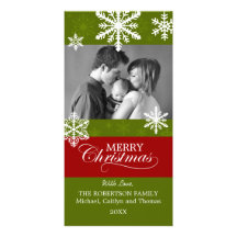 Tarjeta de la foto del navidad de los copos de nie tarjetas personales