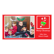 Tarjeta de la foto del navidad del bastón de caram tarjeta fotografica personalizada