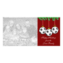 Tarjeta de la foto del navidad del fútbol tarjeta con foto personalizada