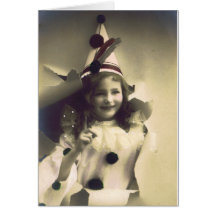 Tarjeta de la fotografía del payaso del vintage