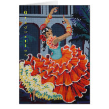Tarjeta de la graduación del bailarín del flamenco