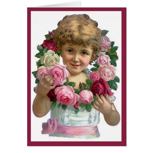 Tarjeta de la guirnalda del rosa del Victorian
