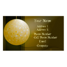 Tarjeta de la industria musical - bola de discotec tarjeta de visita