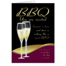Tarjeta de la invitación del Bbq - el Bbq elegante