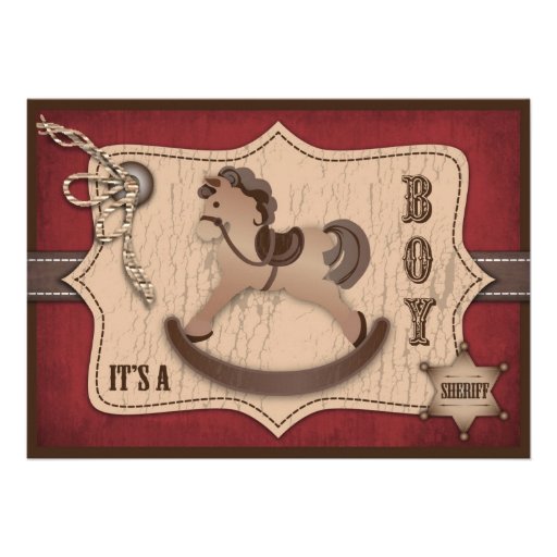 Tarjeta de la invitación del bebé del vaquero