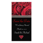 Tarjeta de la invitación del boda del rosa rojo plantilla para tarjeta de foto