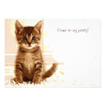 Tarjeta de la invitación del gatito que habla