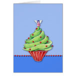 Tarjeta de la magdalena blue2 del árbol de navidad