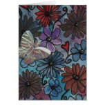 Tarjeta de la mariposa y de la flor