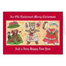 Tarjeta de la muñeca del papel del gato del navida