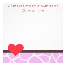 Tarjeta de la nota del padre personalizado invitacion personalizada